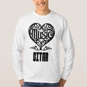 Elegantes Scrolled Herz für Sitar Liebhaber T-Shirt