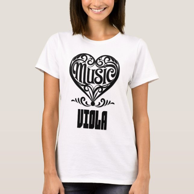 Elegantes Scrolled Herz für Viola Liebhaber T-Shirt (Vorderseite)