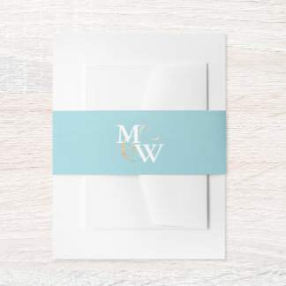 Elegantes Sea Glass Monogram Gold Ampersand Hochze Einladungsbanderole