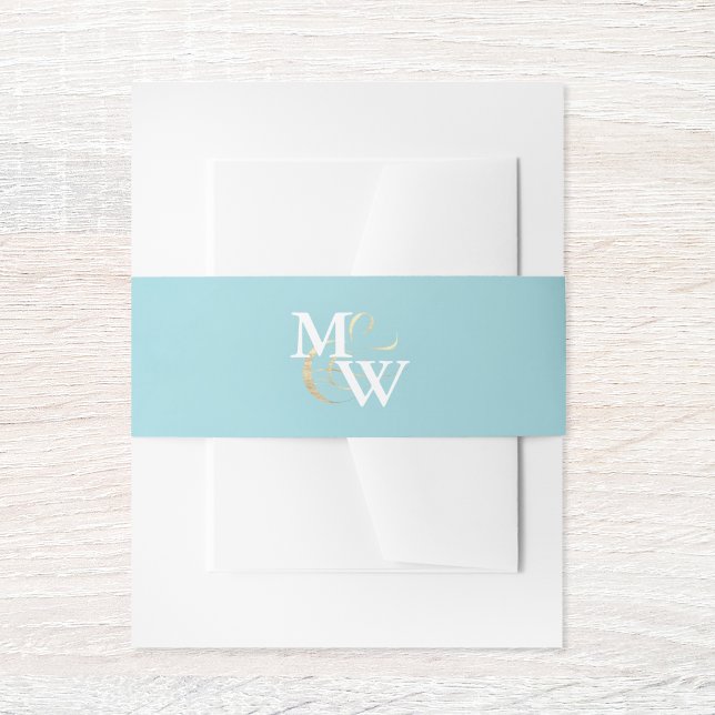 Elegantes Sea Glass Monogram Gold Ampersand Hochze Einladungsbanderole (Von Creator hochgeladen)