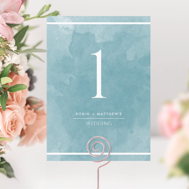 Elegantes Sea Glass Watercolor Tischnummer (Von Creator hochgeladen)