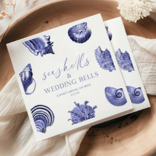 Elegantes Seashells & Wedding Bells Brautparty Serviette