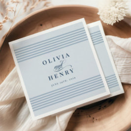 Elegantes Seaside Coastal Blue Stripe Hochzeitssym Serviette