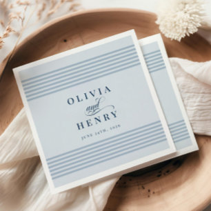 Elegantes Seaside Coastal Blue Stripe Hochzeitssym Serviette