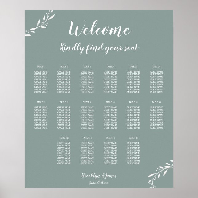 Elegantes Seekarten für Hochzeiten 20x24 Poster (Vorne)