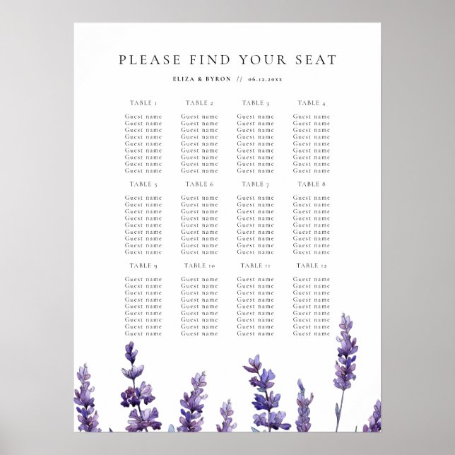 Elegantes Seekartenblatt für Blumenlavender Poster (Vorne)