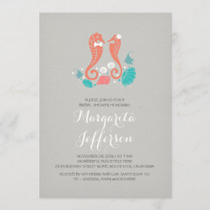 Elegantes Seepferd Beach Braun Dusche Einladung