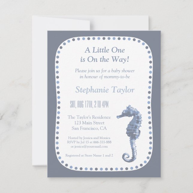 Elegantes Seepferd Ocean Baby Shower Einladungen (Vorderseite)