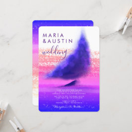 Elegantes Seesegelboot Ombre Wassercolour Wedding Einladung