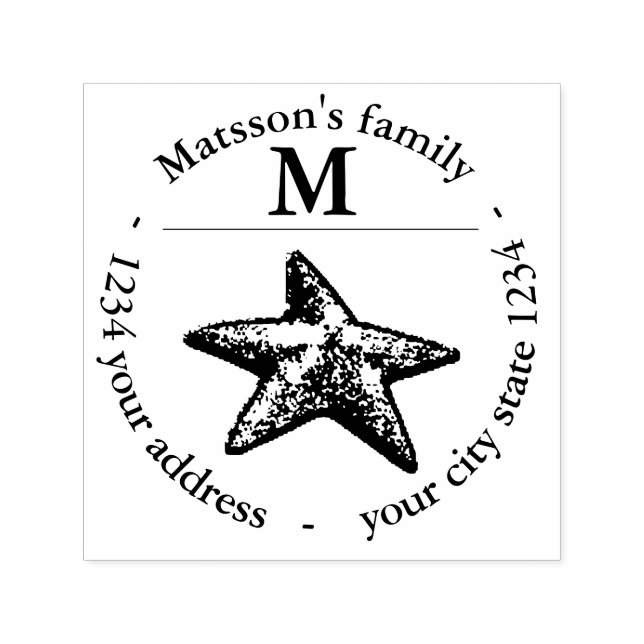 Elegantes Seesternmonogramm Permastempel (Design)