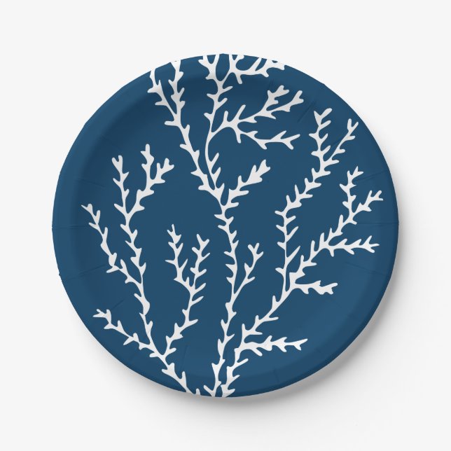 Elegantes Seetang-Muster - Ocean Themed - Aquamari Pappteller (Vorderseite)