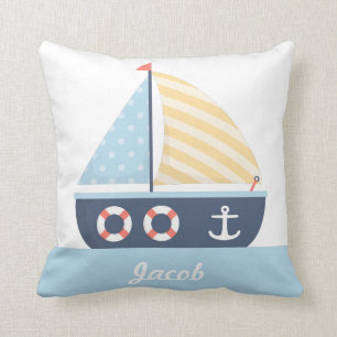 Elegantes Segelboot Maritimes Thema Jungen Zimmer Kissen