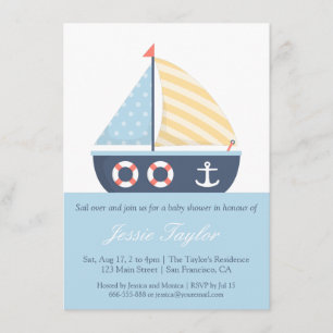 Elegantes Segelboot-SeeBabyparty-Einladungen Einladung