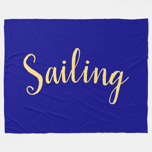 Elegantes SEGELING Script Rich Navy Blue Backgroun Fleecedecke (Vorderseite (Horizontal))