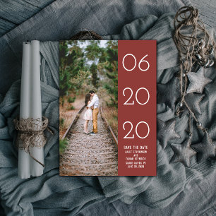 Elegantes seitliches Swept-Foto Save the Date   Bu