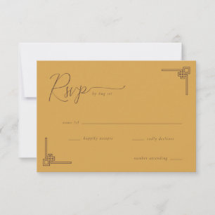 Elegantes Senf Ostasiatisches Motiv RSVP Karte