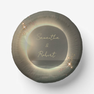 Elegantes Sepia Solar Eclipse Custom Foto Wedding Pappteller