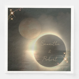 Elegantes Sepia Solar Eclipse Custom Foto Wedding Serviette