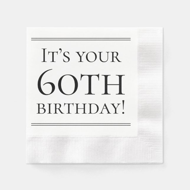 Élégantes serviettes en papier 60e anniversaire (Devant)