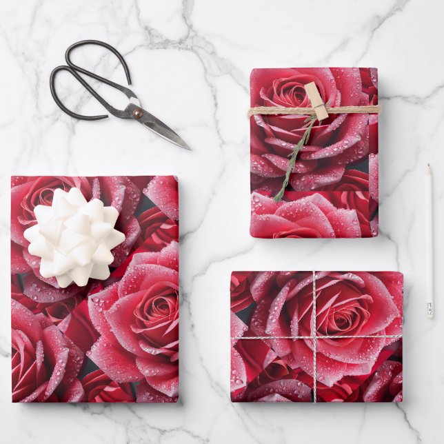 Elegantes Set aus Rose, in Form eines Papiers mit  Geschenkpapier Set (Vorderseite)