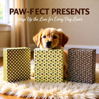 Elegantes Set von 3 Hundepfows Geschenkpapier Set