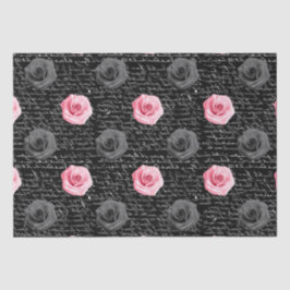 Elegantes Shabby Chic Rosa Rosen und Handschrift Seidenpapier