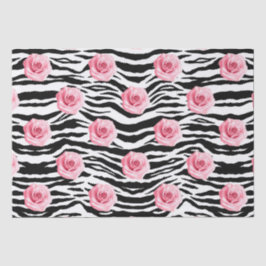 Elegantes Shabby Chic Rosa Rosen und Zeba Streifen Seidenpapier