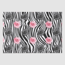 Elegantes Shabby Chic Rosa Rosen und Zeba Streifen Seidenpapier
