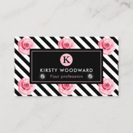 Elegantes Shabby Chic, rosa und schwarze Rose Must Visitenkarte