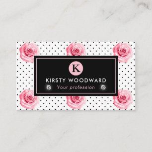 Elegantes Shabby Chic Rosa und schwarzes Rosenmust Visitenkarte