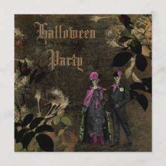 Elegantes Shabby Chic-Skelett-Halloween-Party Einladung