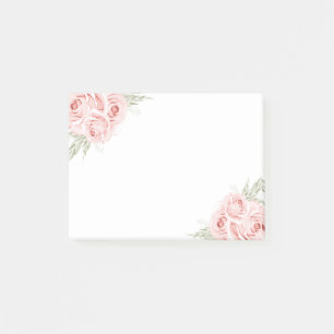 Elegantes Shabby Chic Wasserfarbe Rosa Rose Post-it Klebezettel