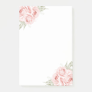 Elegantes Shabby Chic Wasserfarben Rosa Rosa Po Post-it Klebezettel