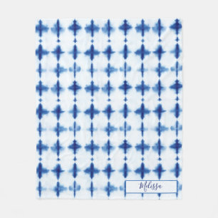 Elegantes Shibori-Blau-Muster mit individuellem Na Fleecedecke