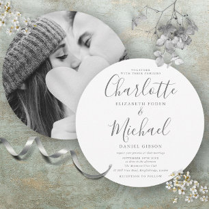 Elegantes Signature Circular Foto Hochzeit Einladung