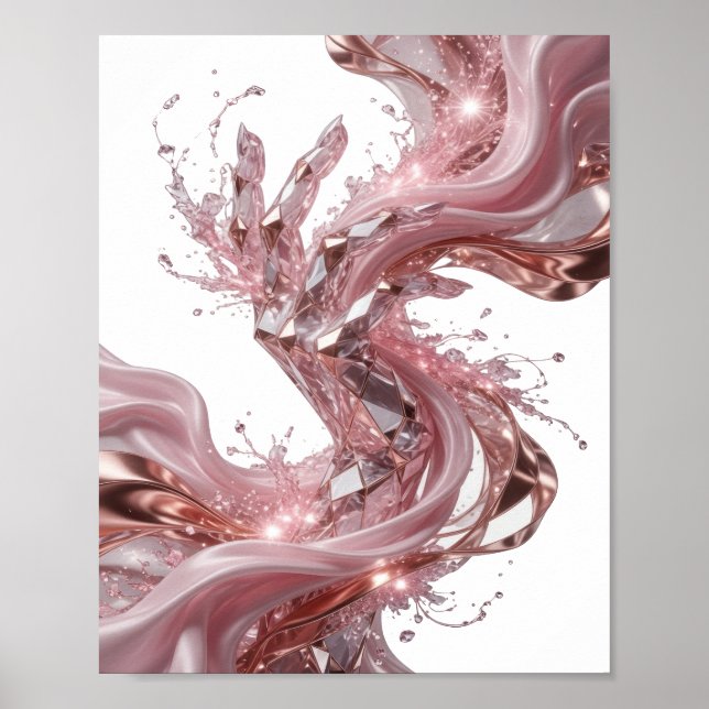 Elegantes Silber ABSTRACT ART Grafikdesign Poster (Vorne)