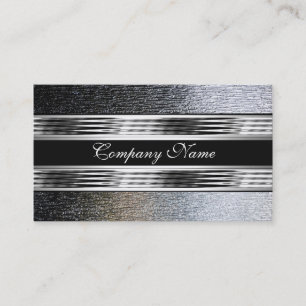 Elegantes Silber Chrom Metall Schwarz 2 Visitenkarte