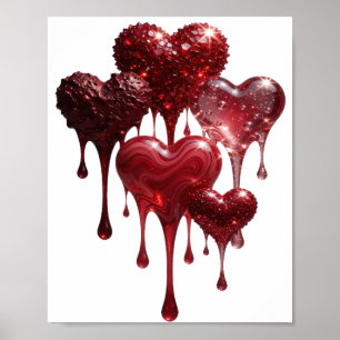 Elegantes Silber HEARTS OF LOVE Poster
