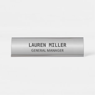 Elegantes Silber individuell anpassbar Schreibtischnamensplakette