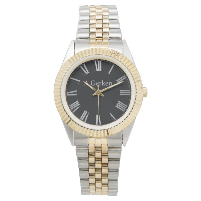 Elegantes Silber mit Personalisierten Namen  Armbanduhr (Vorderseite)