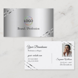 Elegantes Silber mit schimmernden Linien-Logo und  Visitenkarte