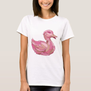 Elegantes Silber PINK DUCK MIT DIAMANTEN Slogan De T-Shirt
