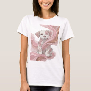 Elegantes Silber PINK PUPPY Grafikdesign T-Shirt
