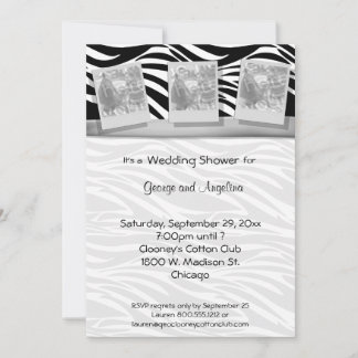 Elegantes Silber Ribbon und Zebra Streifen Foto Einladung