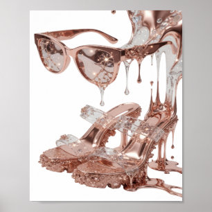 Elegantes Silber ROSE GOLD GLAMOUR Künstlerisches  Poster