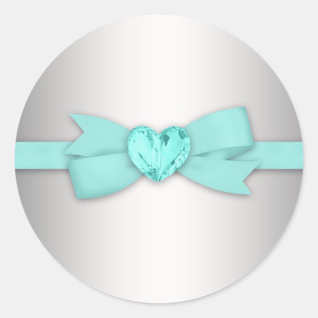 Elegantes Silber und Aquamarine Blue Stickers (Vorderseite)