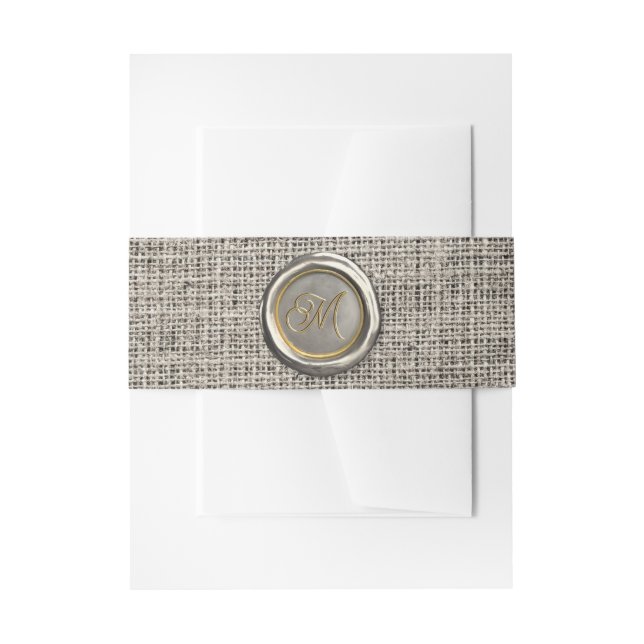 Elegantes Silber- und Gold Monogram Wax Siegel rus Einladungsbanderole (Vorderseite Beispiel)