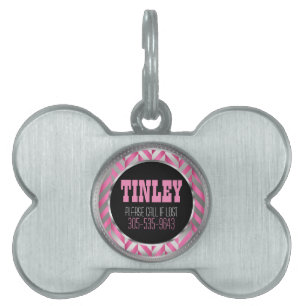 Elegantes Silber und rosa Herringbone DIY Name Tiermarke