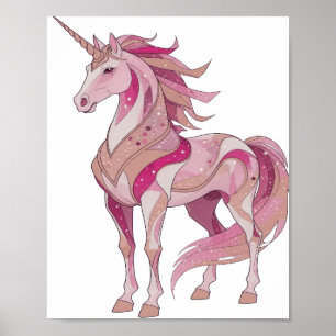 Elegantes Silber UNICORN Custom-Design Poster
