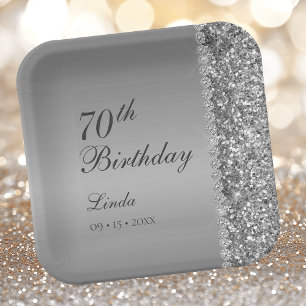 Elegantes Silber zum 70. Geburtstag Pappteller